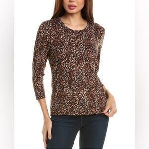 J McLaughlin Leopard Cheetah Print Catalina Cloth Blouse Top-Brown Size M